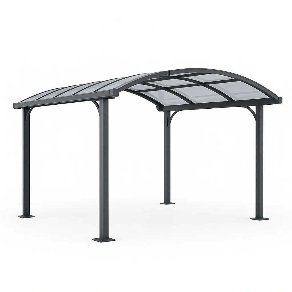 Aluminium Carport mit Polycarbonatdach Bogenförmig 500x300x240 cm
