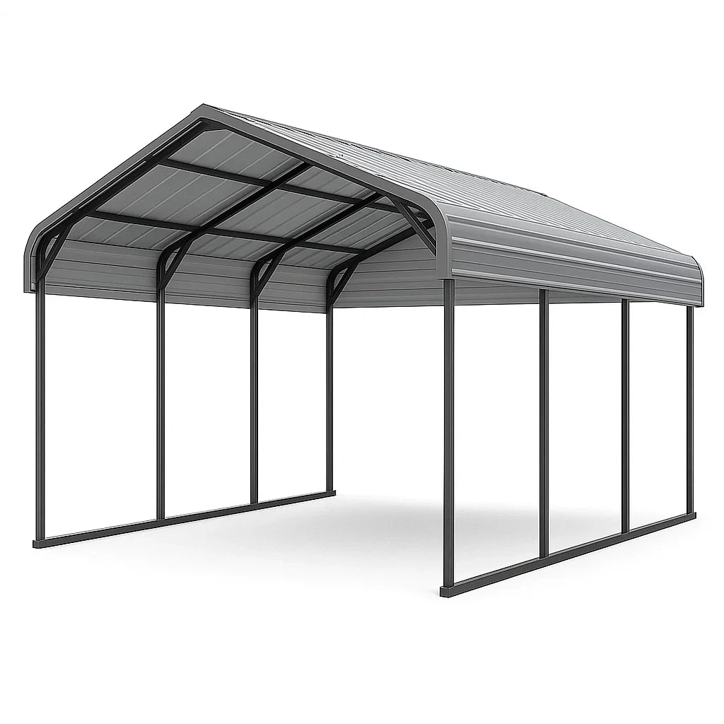 Stahl Carport Überdachung Grau Satteldach 300x600 cm