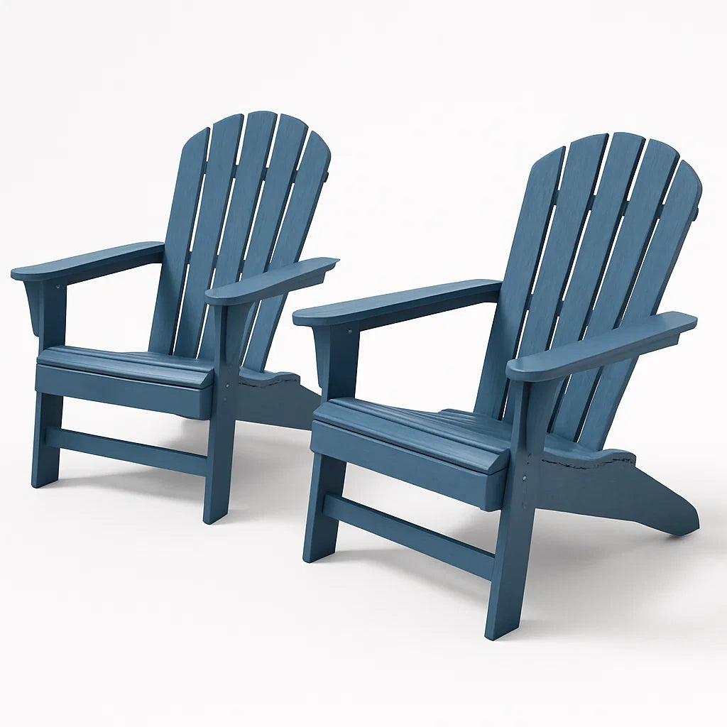 2er Set Adirondack Gartenstühle Holz Blau 77 x 80 x 89 cm
