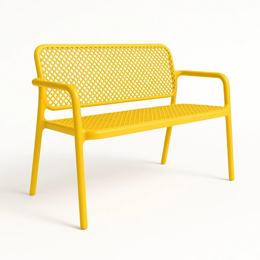 Gartenbank aus Kunststoff, Gelb, 120 cm