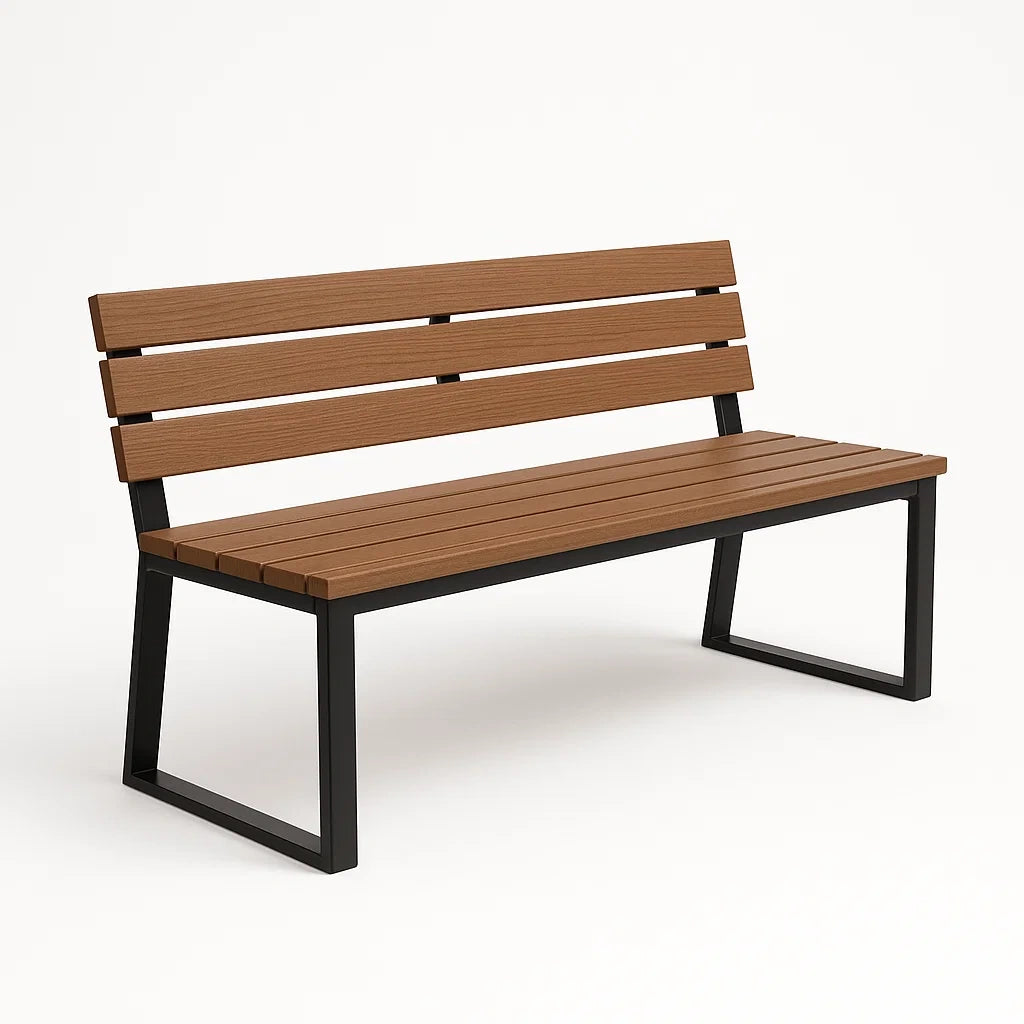 Bank aus Holzimitat und Stahlrahmen Braun 150 cm