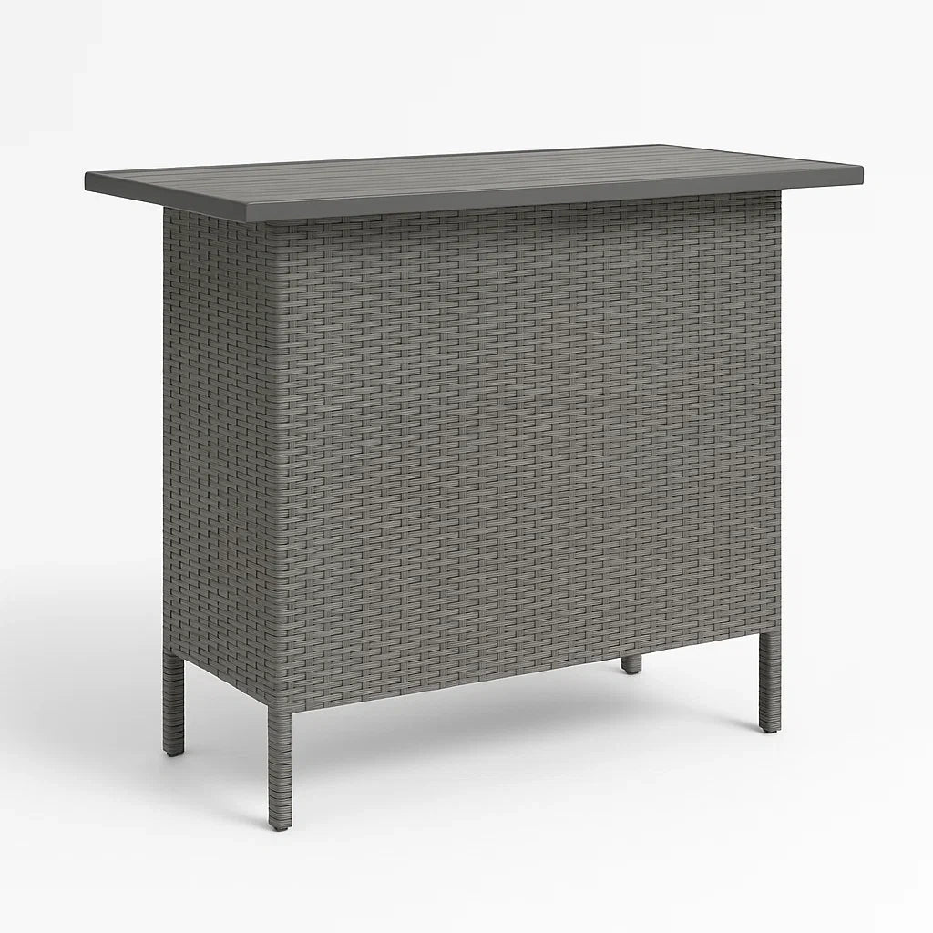 Outdoor-Bartisch aus Kunststoffgeflecht Grau