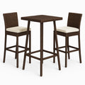 Rattan Bar-Set mit Tisch und 2 Stühlen, Braun