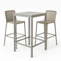 Bargarnitur aus Aluminium mit Tisch und 2 Hockern in Grau