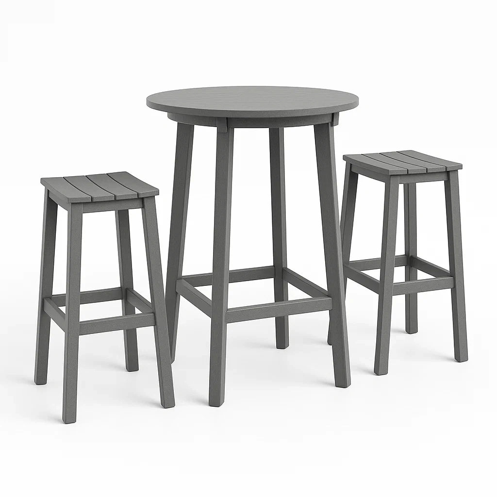 Garten-Bartisch-Set aus Polywood in Dunkelgrau