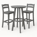 Bar-Set aus Kunststoff mit zwei Hockern, Grau, Tischhöhe 110 cm