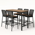 Balkonset mit Tisch und 6 Barhockern aus Metall und Holz