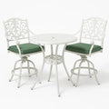 Gartenmöbel-Set aus Aluminium in Weiß mit rundem Tisch und zwei Stühlen
