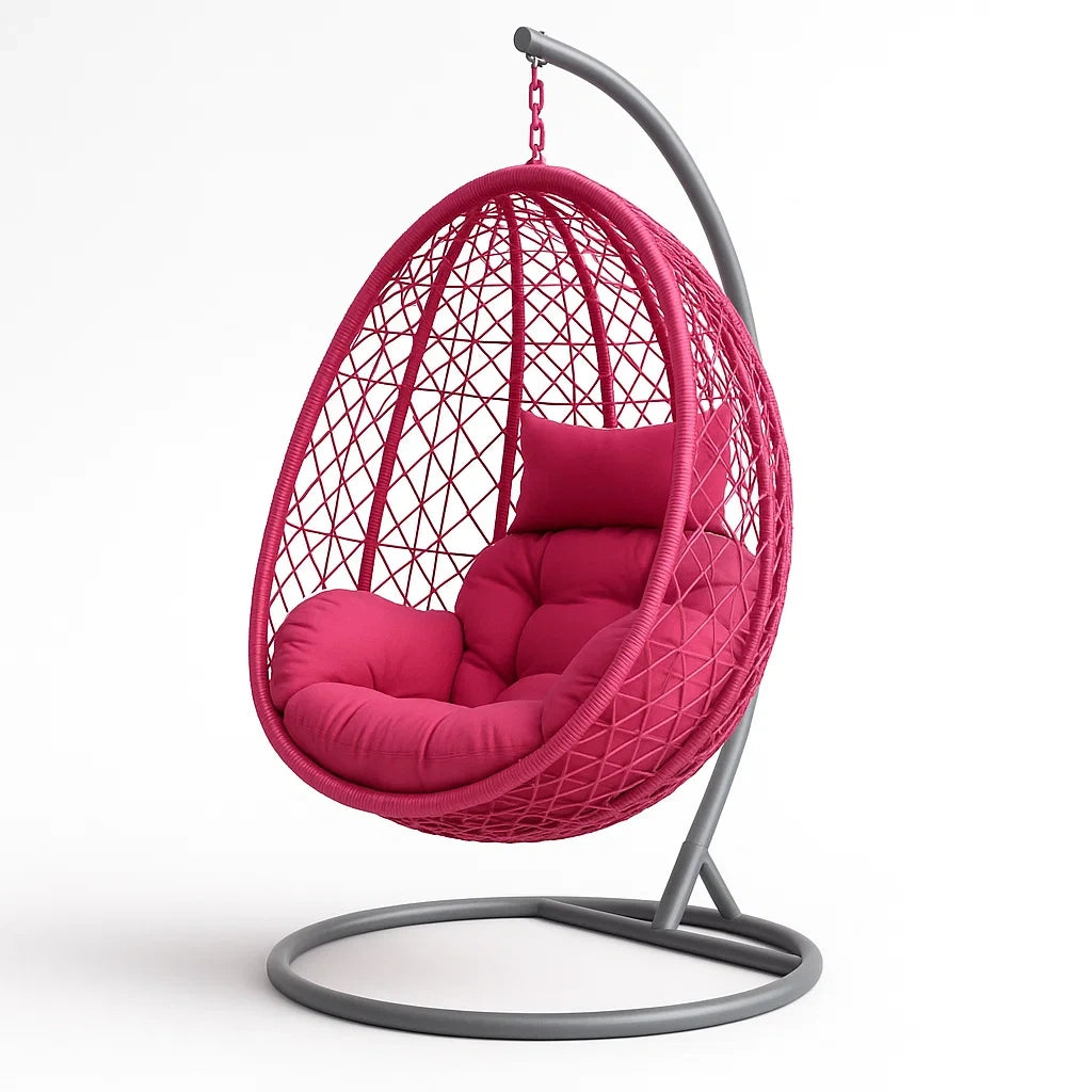 Metall Hängesessel mit Polyesterkissen Rosa