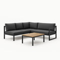 Ecksofa-Set mit Tisch Aluminium und Polyester Grau