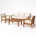 Outdoor Sitzgruppe Akazienholz Beige Kissen