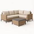 Ecksofa-Set aus Polyrattan und Aluminium mit Couchtisch Beige
