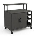Garten-Servierwagen aus Rattan mit Rollen, Grau