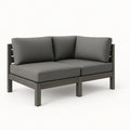Ecksofa Holz Polyester Dunkelgrau