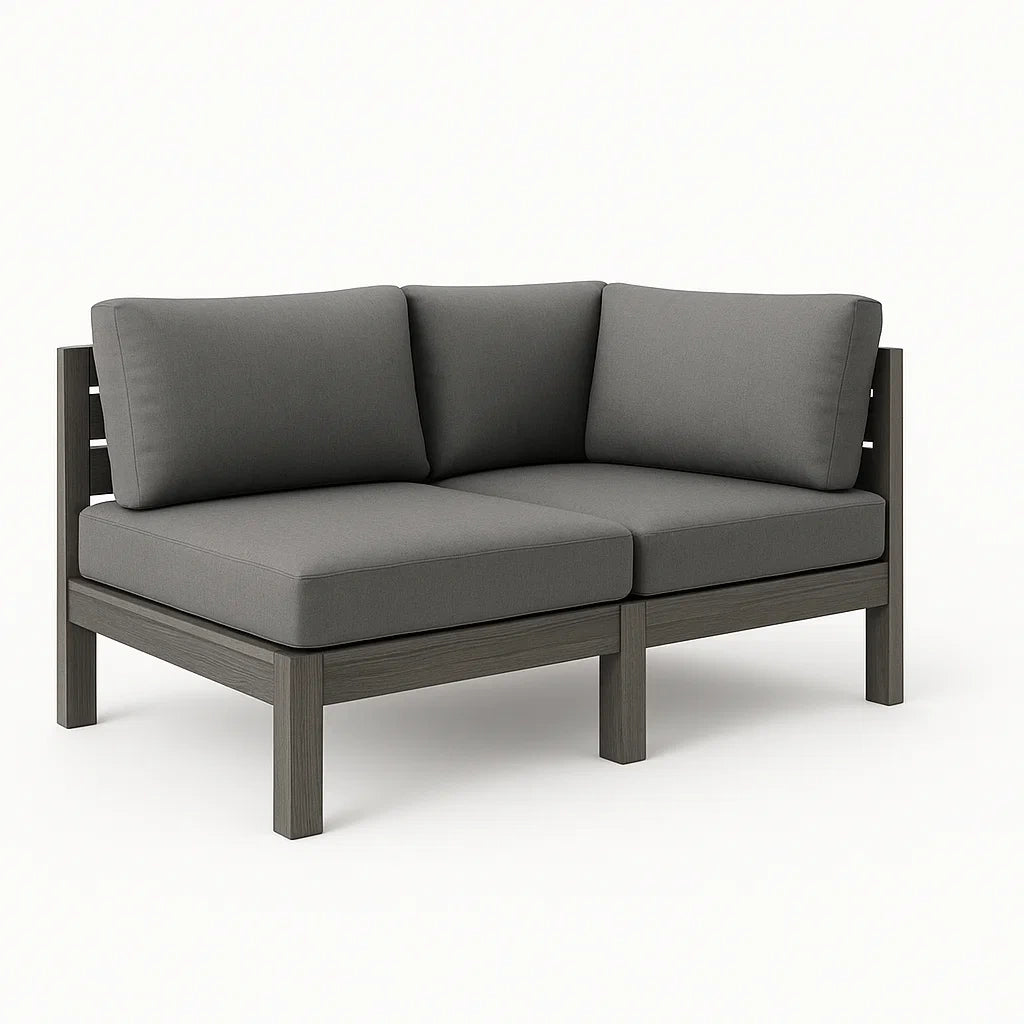 Ecksofa Holz Polyester Dunkelgrau