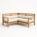 Ecksofa Set Eichenholz Beige Polsterkissen