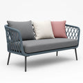 2-Sitzer Sofa mit Metallgestell und Seilgeflecht in Blau