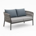 Gartensofa aus Aluminium mit Seilgeflecht, Grau/Dunkelgrau
