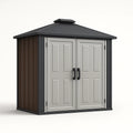 Metall- und Kunststoff-Gartenschuppen Grau/Braun 210x130x183 cm