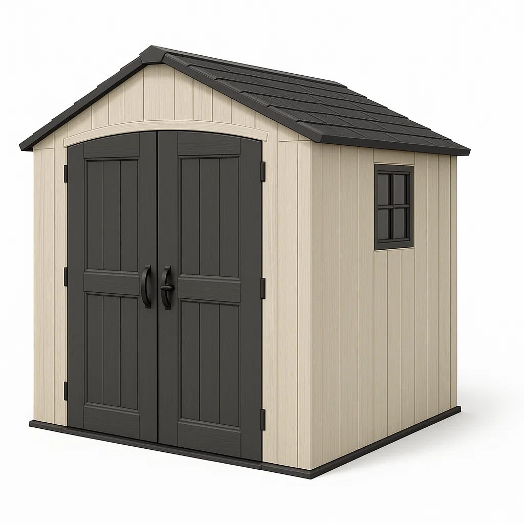 Gartenhaus Polypropylen Beige/Schwarz 185 x 152 x 226 cm