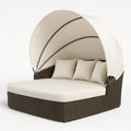 Rattan Sonnenliege mit Verstellbarem Dach und Kissen