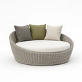 Rundes Rattansofa mit Kissen Grau/Grün/Beige