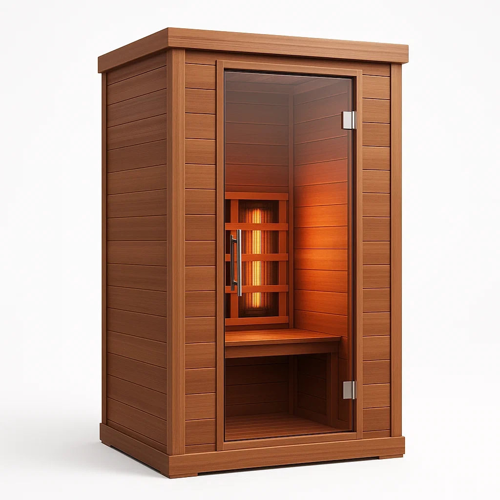 Infrarotkabine Hemlock Holz Rechteckig mit Glastür