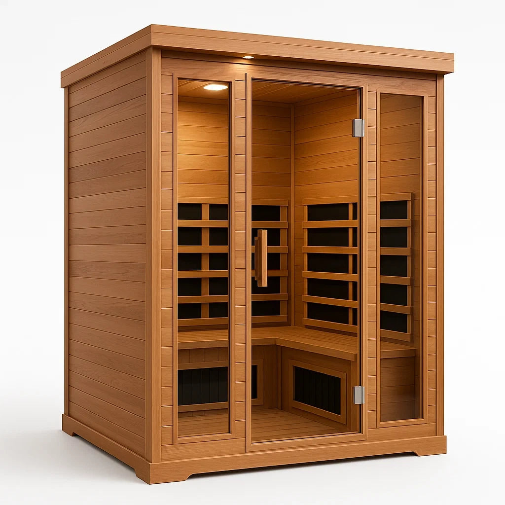 Infrarot-Sauna aus Zedernholz mit Sicherheitsglastüren für 2 Personen