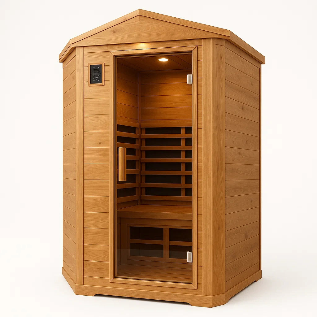 Infrarotsauna aus Hemlock-Holz mit gehärteter Glastür 120x100x190 cm
