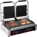 Fitlin Kookplaat Commerciële elektrische bakplaat RVS grill BBQ, aanrecht kookplaat platte bovenkant keukengrill, met dubbele thermostaatregeling