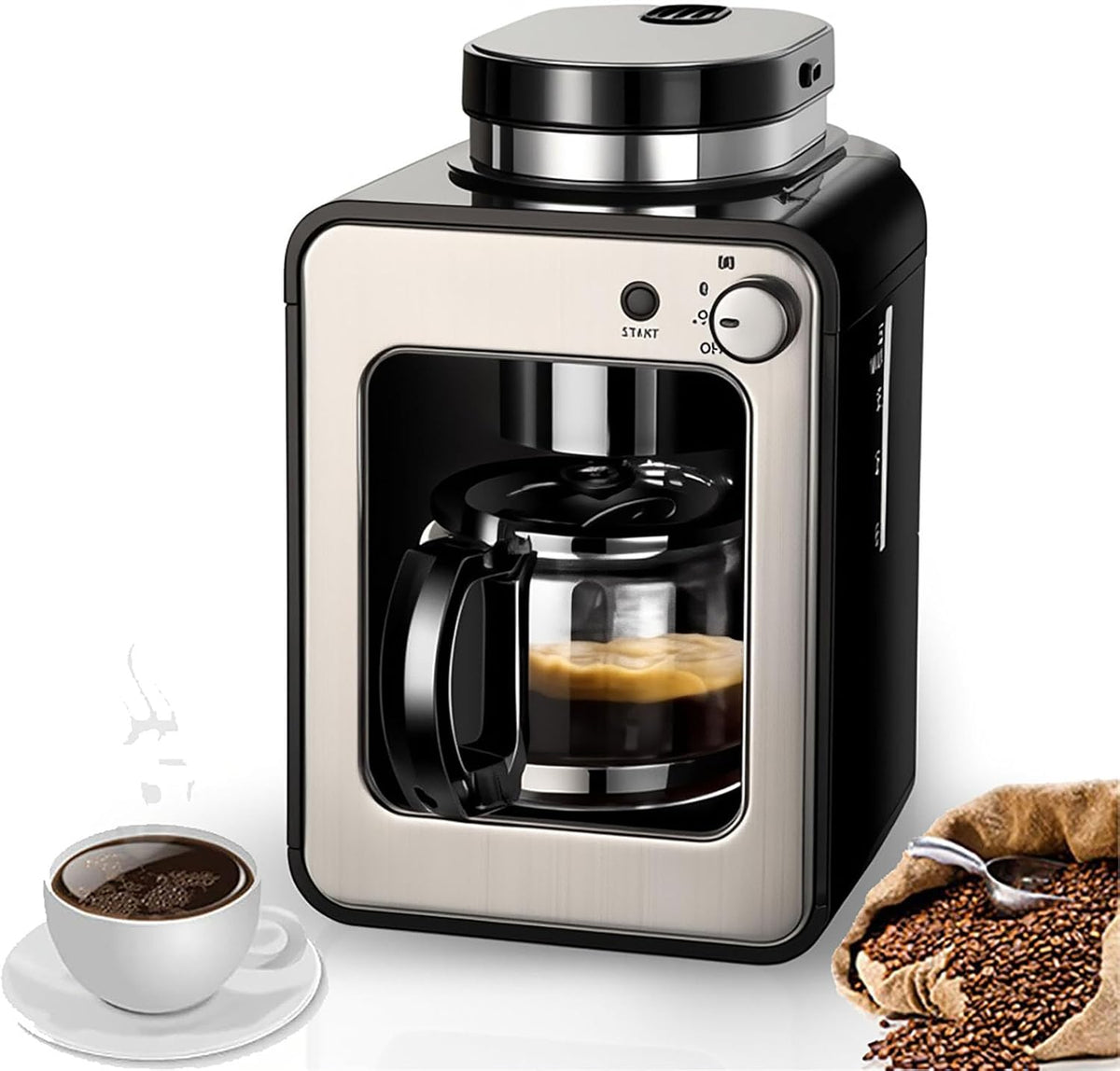 Espressomachine Volautomatische koffiemachine van bonen tot kopje, combinatie van molen en brouwer, compacte espressomachine
