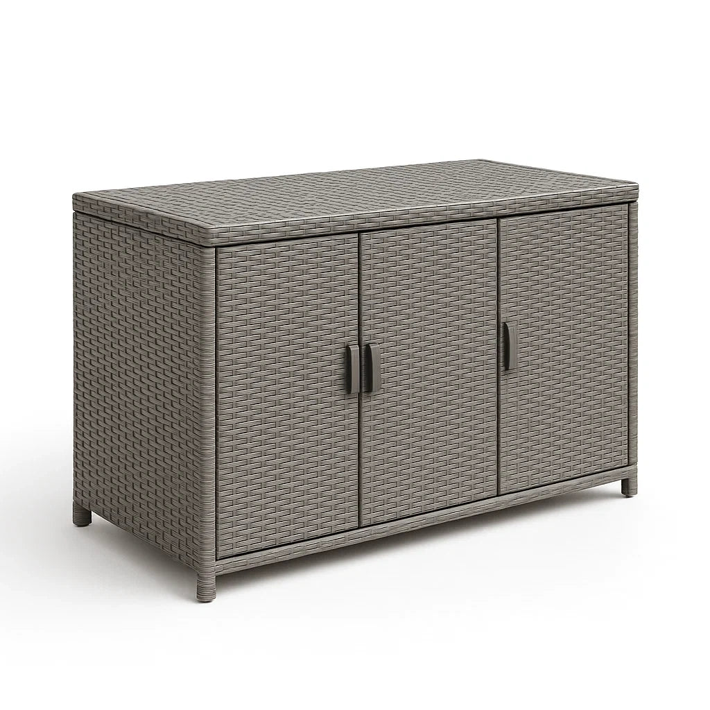 Rattan Sideboard Kunststoff Grau 3-Türig 110x60x90cm
