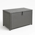 Gartentruhe aus Polyethylen Rattanoptik Grau 120x60x60 cm