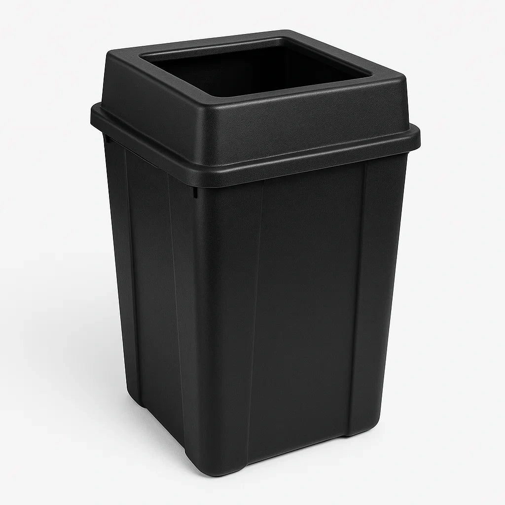 Rechteckiger Kunststoff-Mülleimer Schwarz 60L