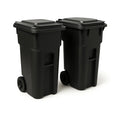 Schwarze Mülleimer Set aus Kunststoff mit Rollen