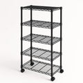 Regal mit Rollen Stahl Schwarz 5 Etagen 70x35x150 cm