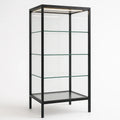 Metallvitrine Schwarz mit 4 Böden aus Gehärtetem Glas, 170 cm Höhe