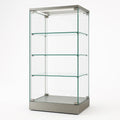 Glasvitrine mit LED-Beleuchtung, gehärtetes Glas, Edelstahlrahmen, 180 cm