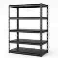 Schwarz Metallregal mit 5 Ebenen 180x90x45 cm Stahl