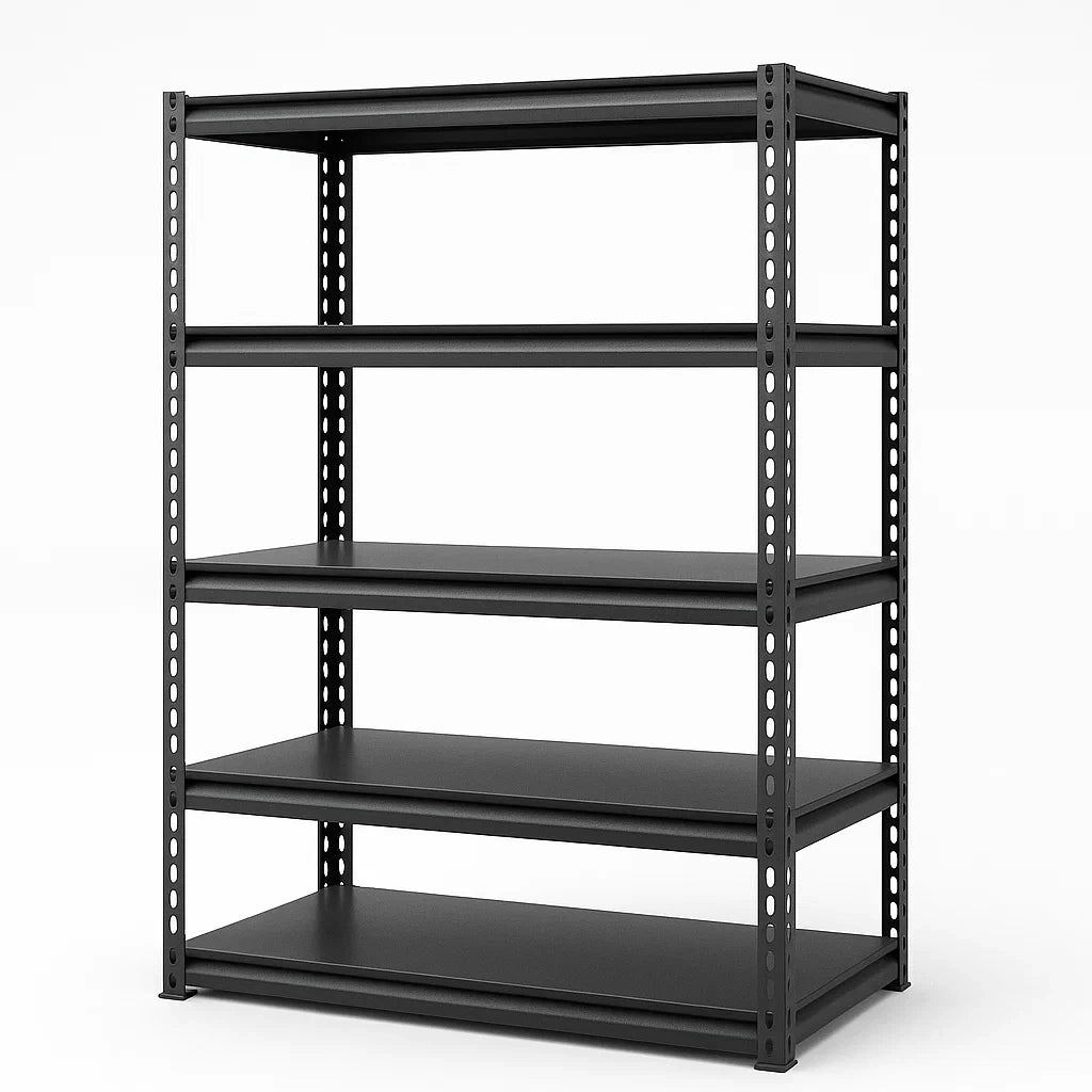 Schwarz Metallregal mit 5 Ebenen 180x90x45 cm Stahl