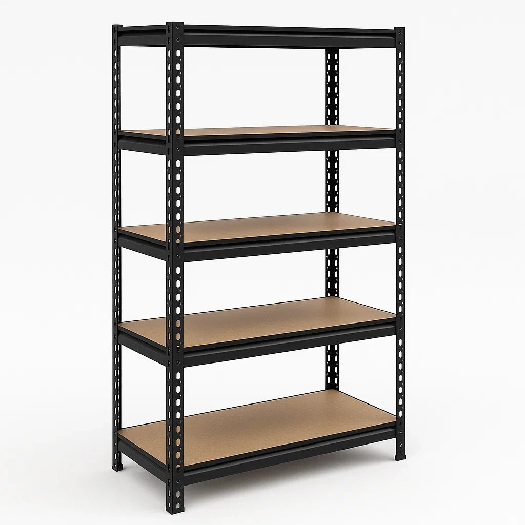 Metallregal Schwarz mit 5 MDF-Böden