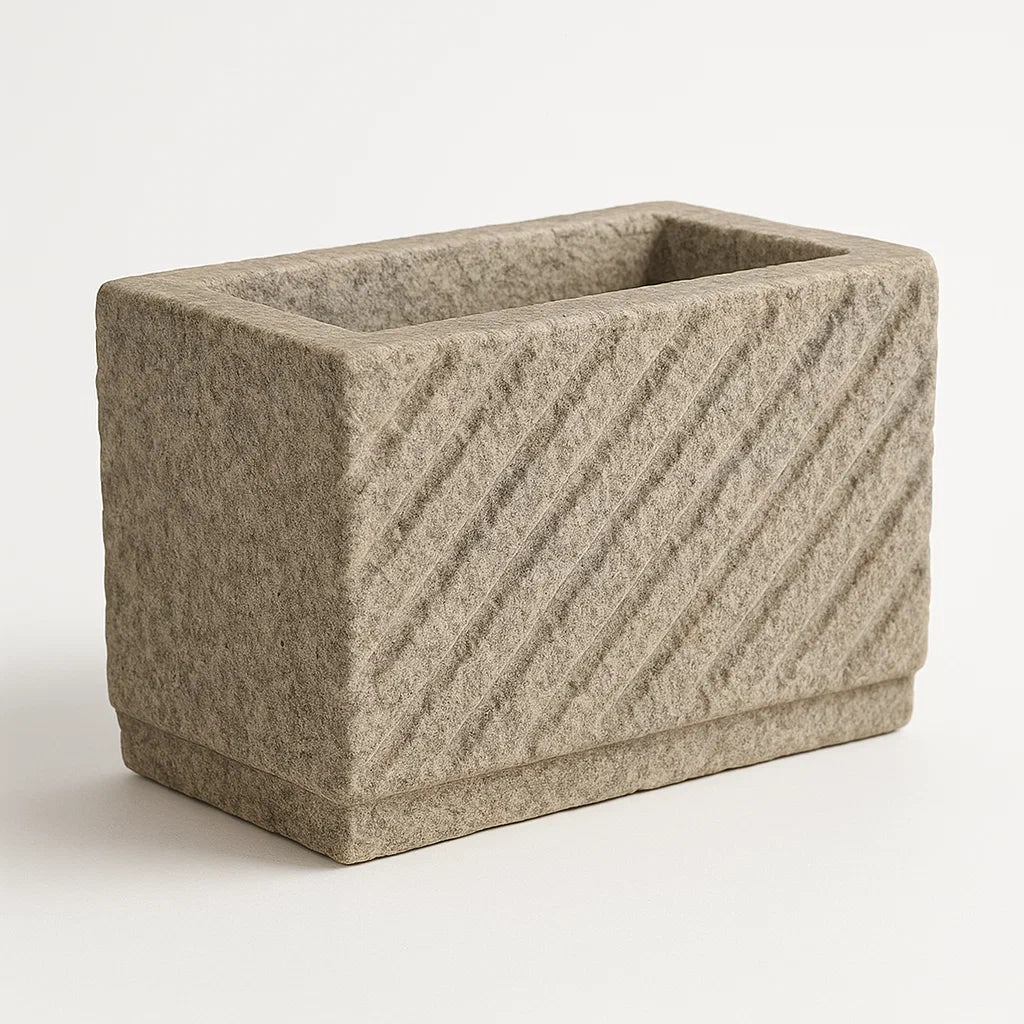Rechteckiger Pflanzkasten aus Stein in Beige 20x10x15 cm