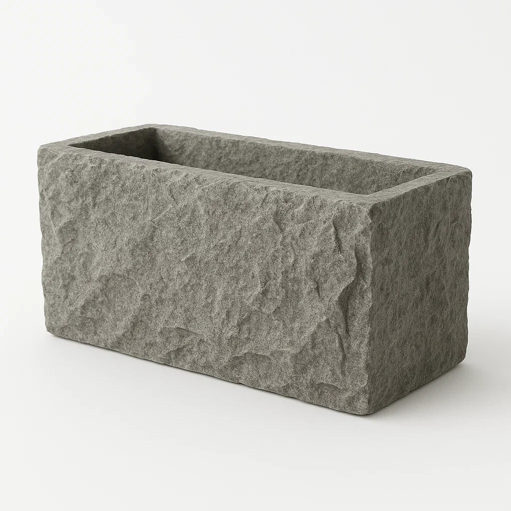 Rechteckiger Polystone Pflanzkübel Grau 38x18x18 cm