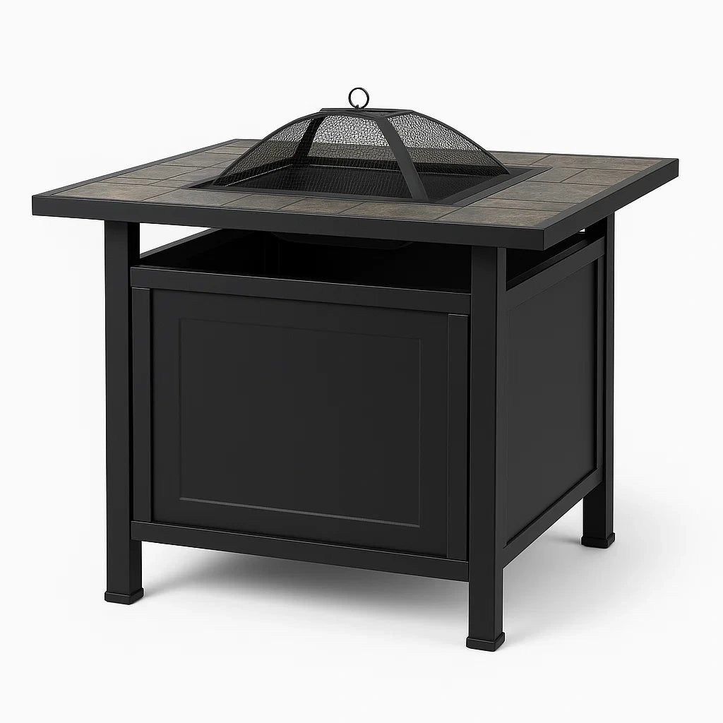 Feuerstelle quadratisch Schwarz Stahl 81 cm
