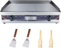 Dulnice Kookplaat Professionele elektrische grillplaat van roestvrij staal, 73 x 40 cm, 2200 W x 2, instelbare temperatuur van 50 - 300 °C, eenvoudig