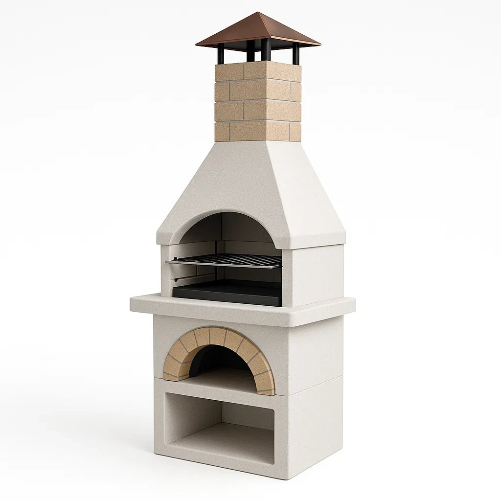 Gartenkamin Grill aus Beton mit Schornstein