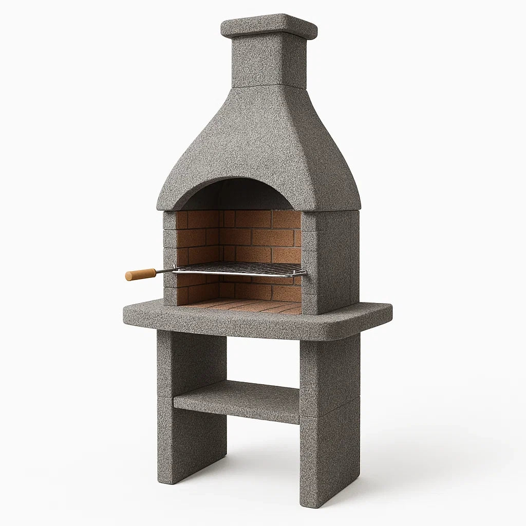 Steingrillkamin mit Edelstahlgrillrost, Höhe 200 cm