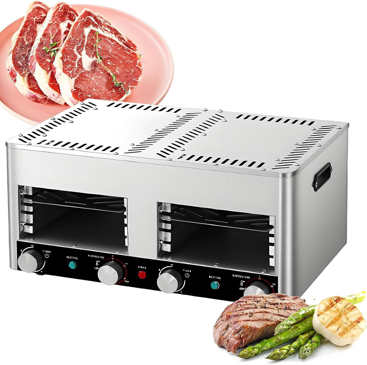 Zhpped Elektrische kachel Rookloze infrarood grill, 800°C commerciële steakkachel, voor gebruik binnenshuis, past op het aanrecht, wordt geleverd