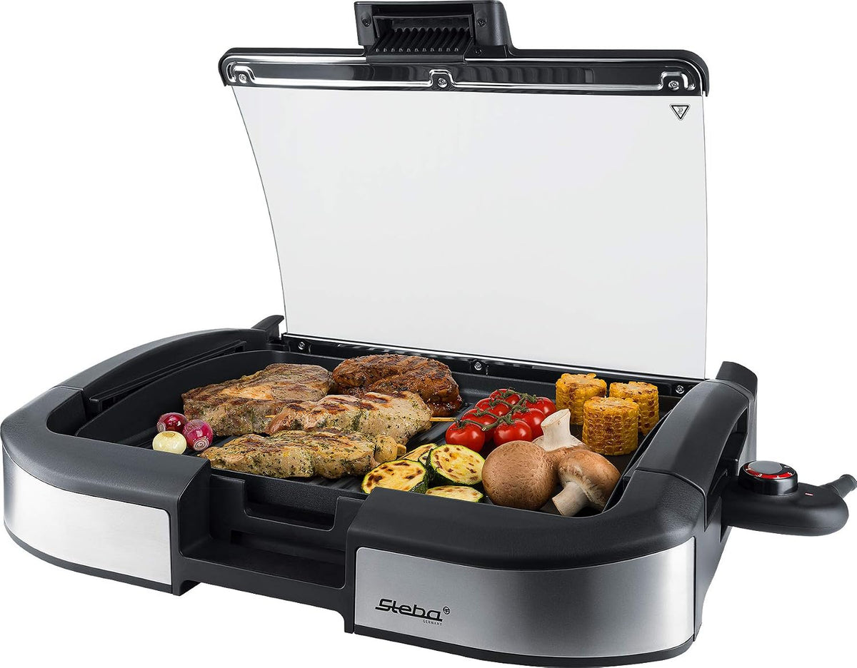 Steba Grill elektrische BBQ tafelgrill VG 195, 2200 W, 2 m aansluitkabel, hoogwaardige grillplaat, met antiaanbaklaag, traploze temperatuurregeling
