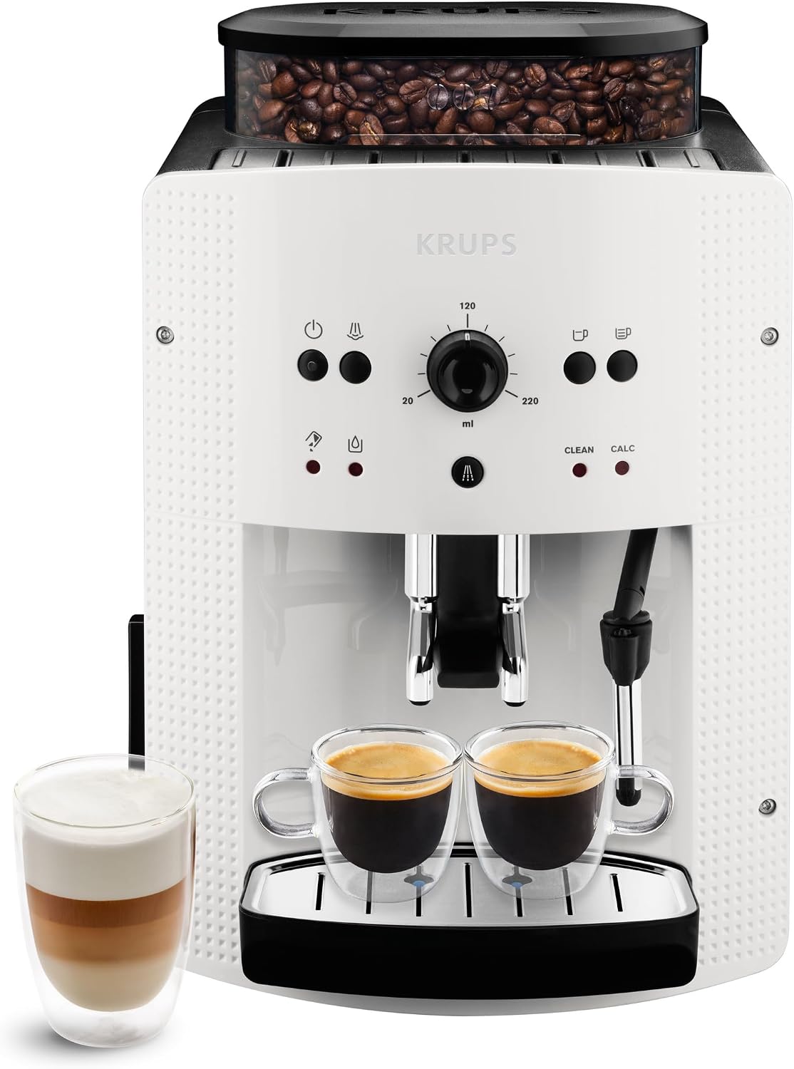 Espressomachine Krups Essential EA8105 Volautomatische, Cappuccino Machine, van koffieboon tot mok, Thermoblock Systeem, Compact, LED Verlichting